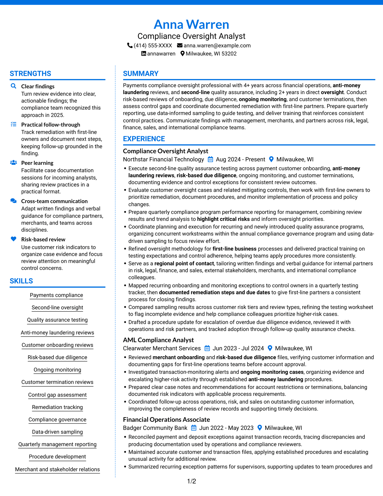 Resume example — page 1