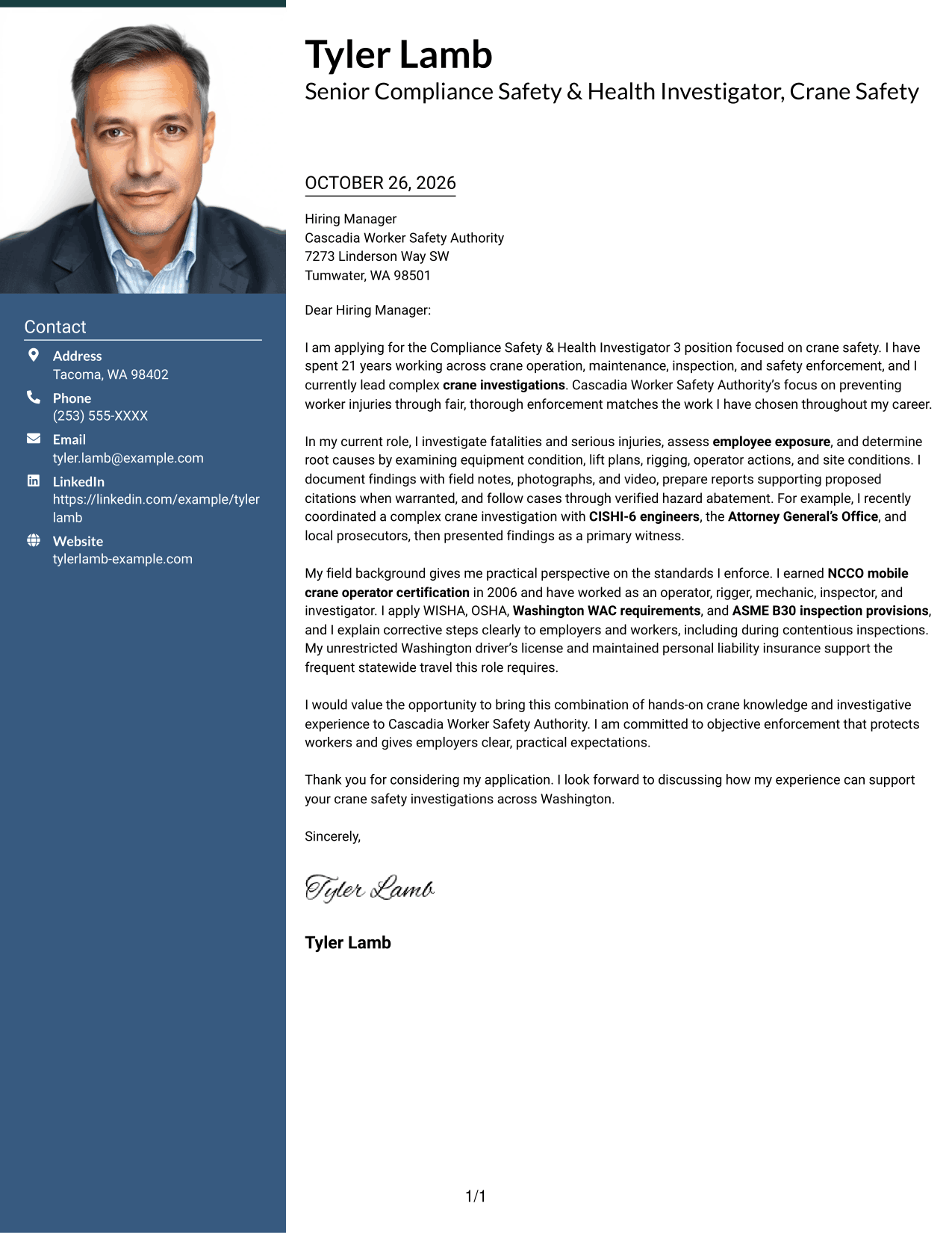 Cover letter example — page 1