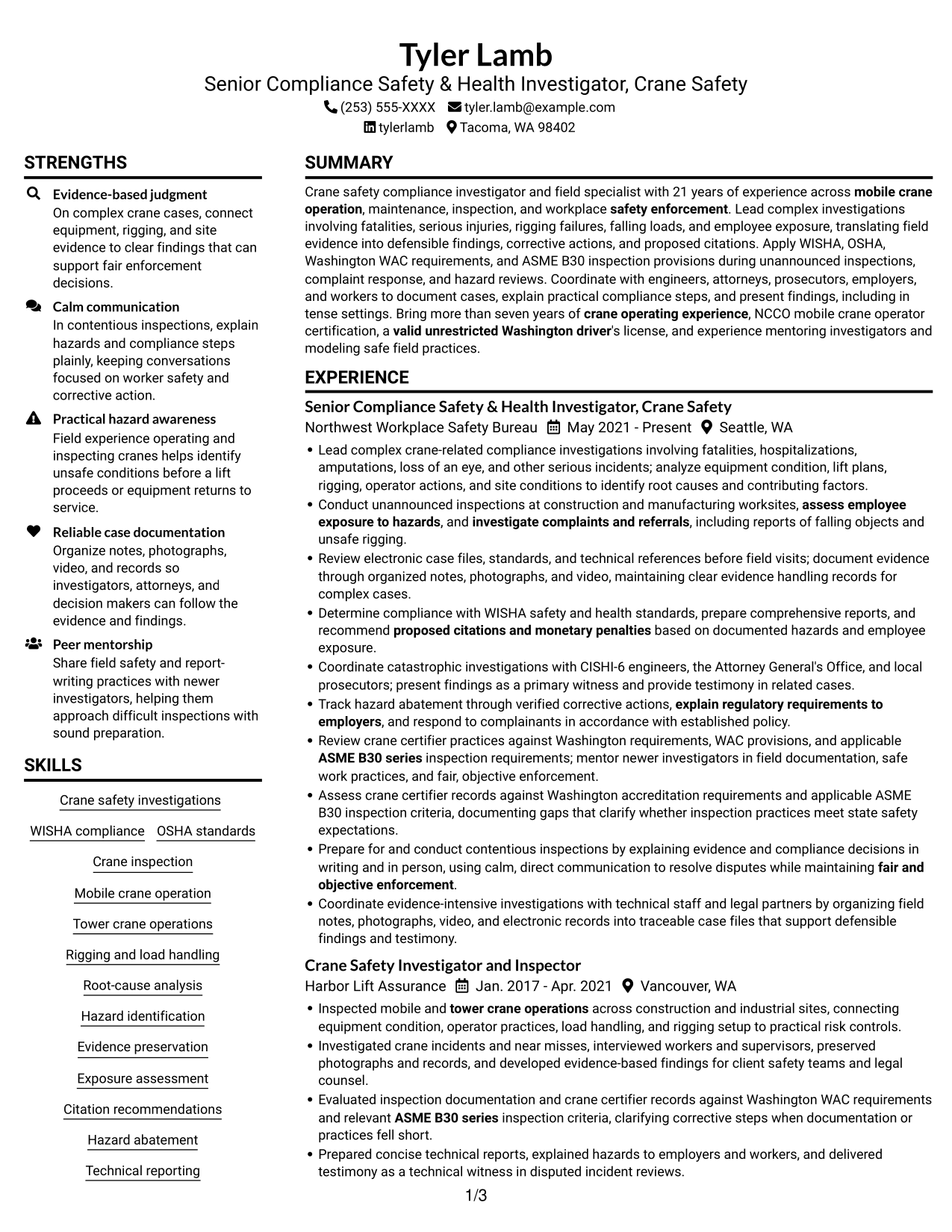 Resume example — page 1