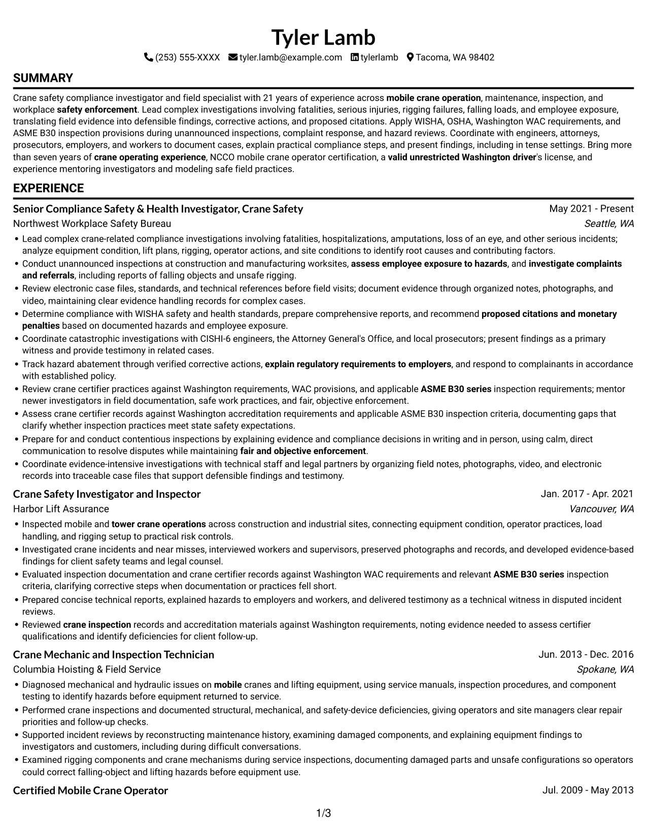 Resume example — page 1