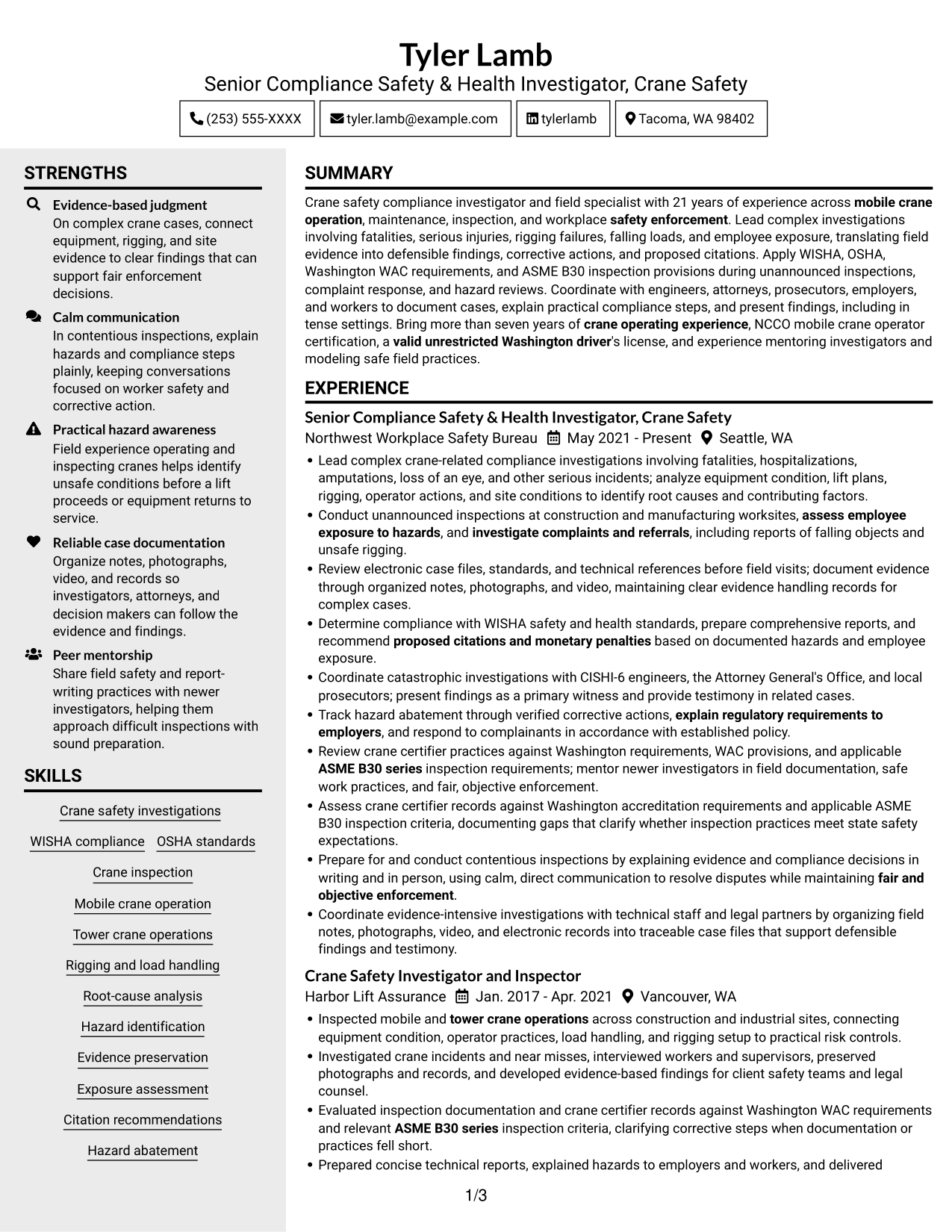 Resume example — page 1