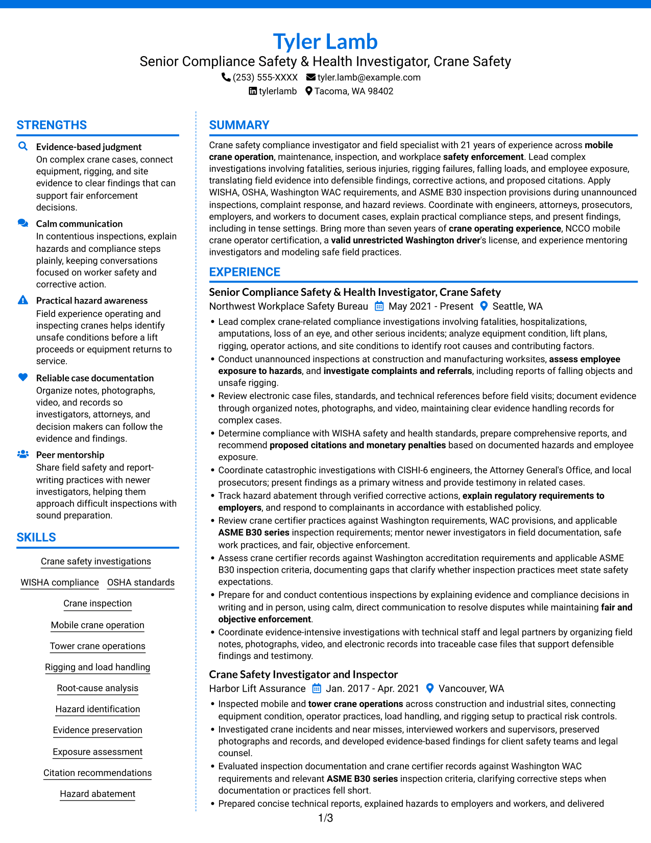 Resume example — page 1