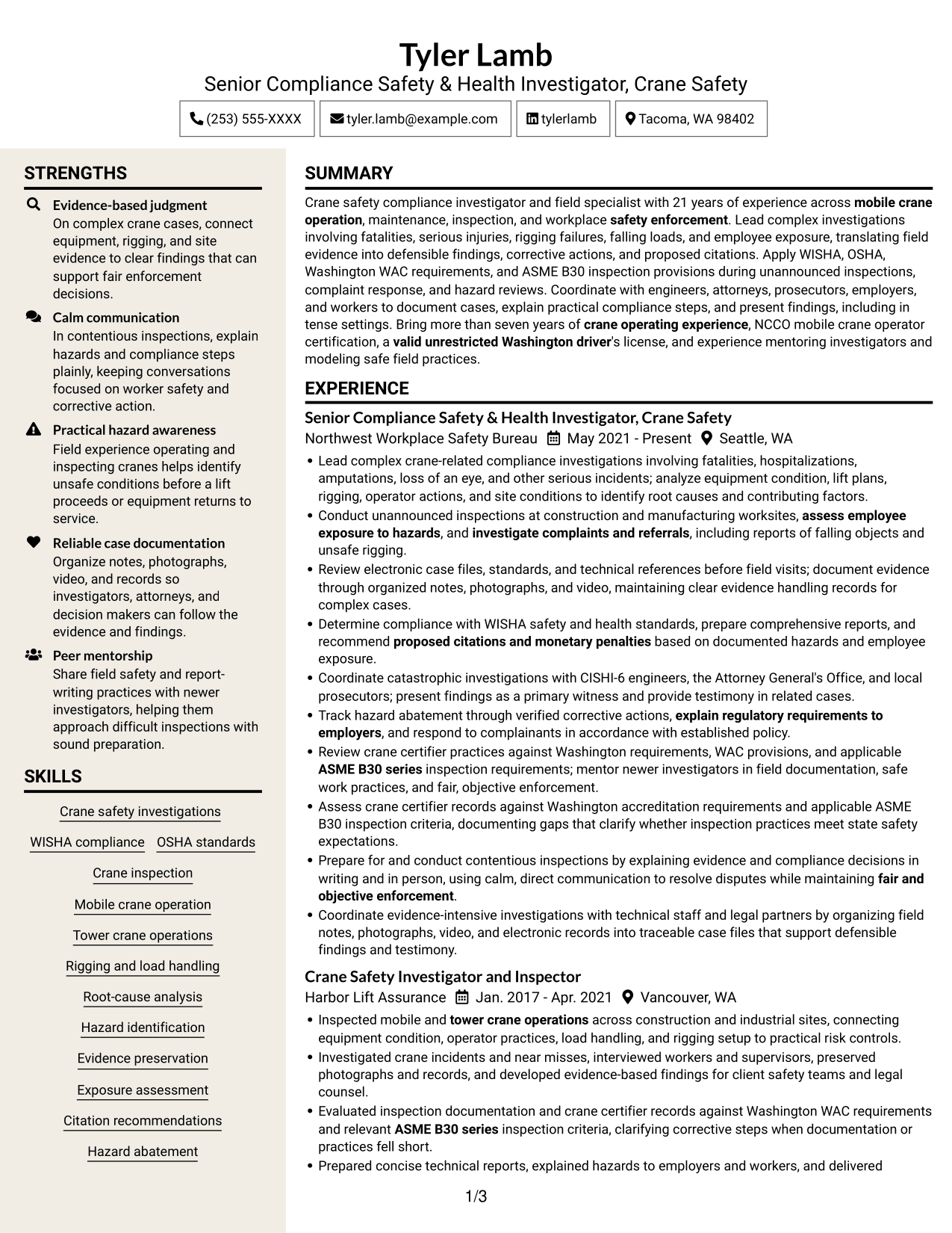 Resume example — page 1