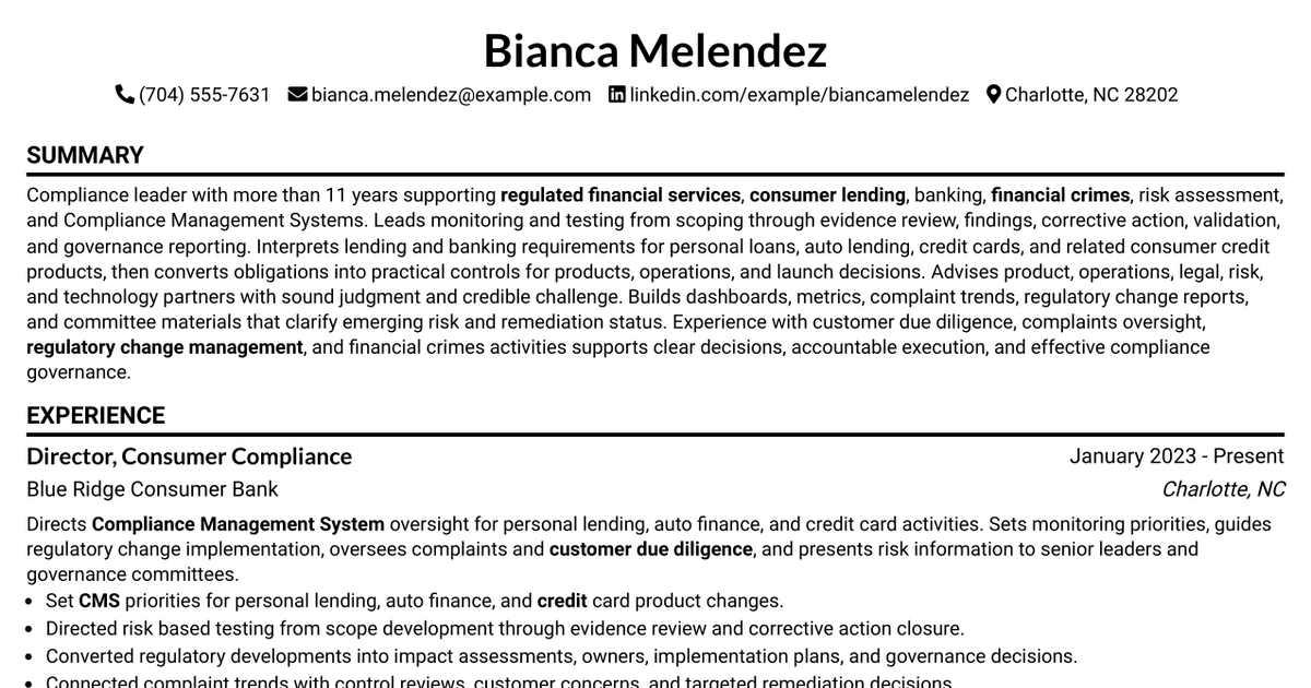 7 Compliance Specialist Lead Resume Templates with Example
