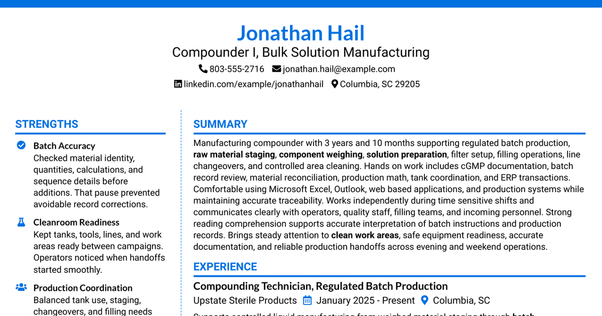 7 Compounder I Resume Templates with Example