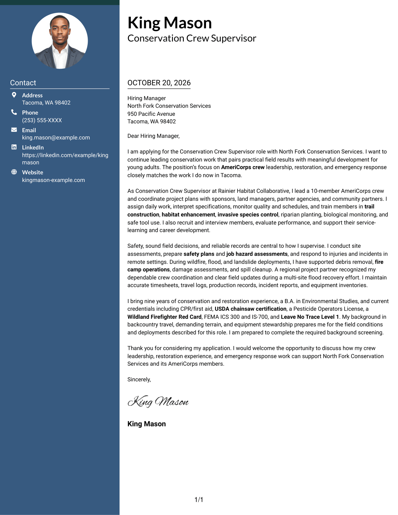 Cover letter example — page 1