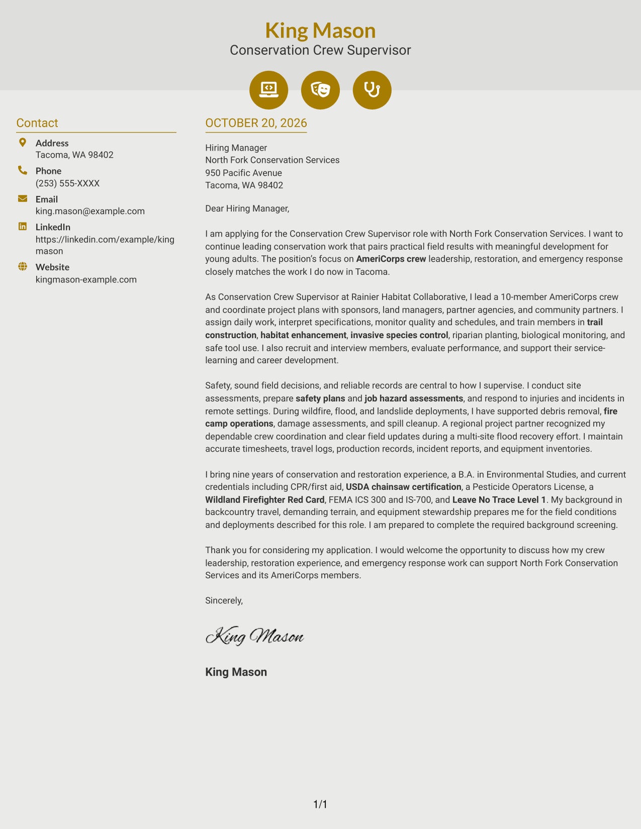 Cover letter example — page 1