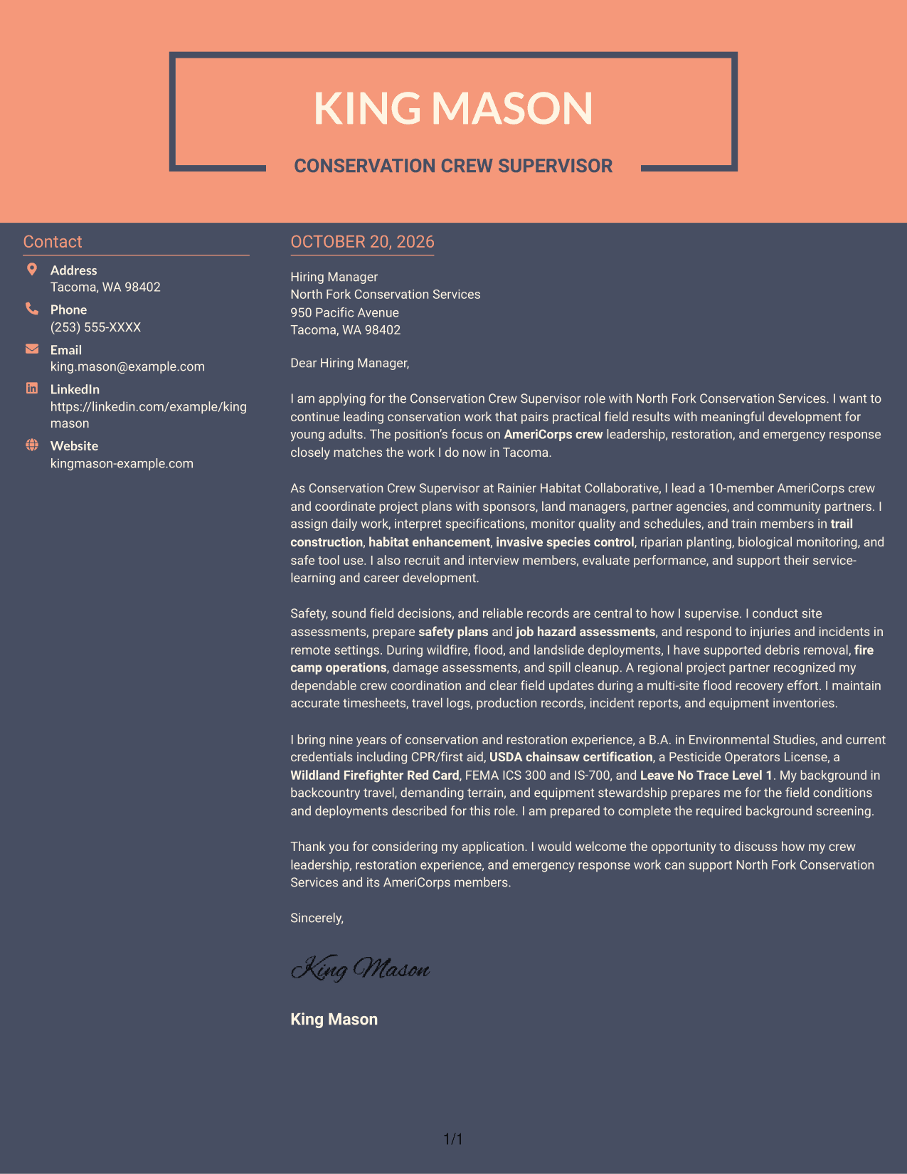 Cover letter example — page 1