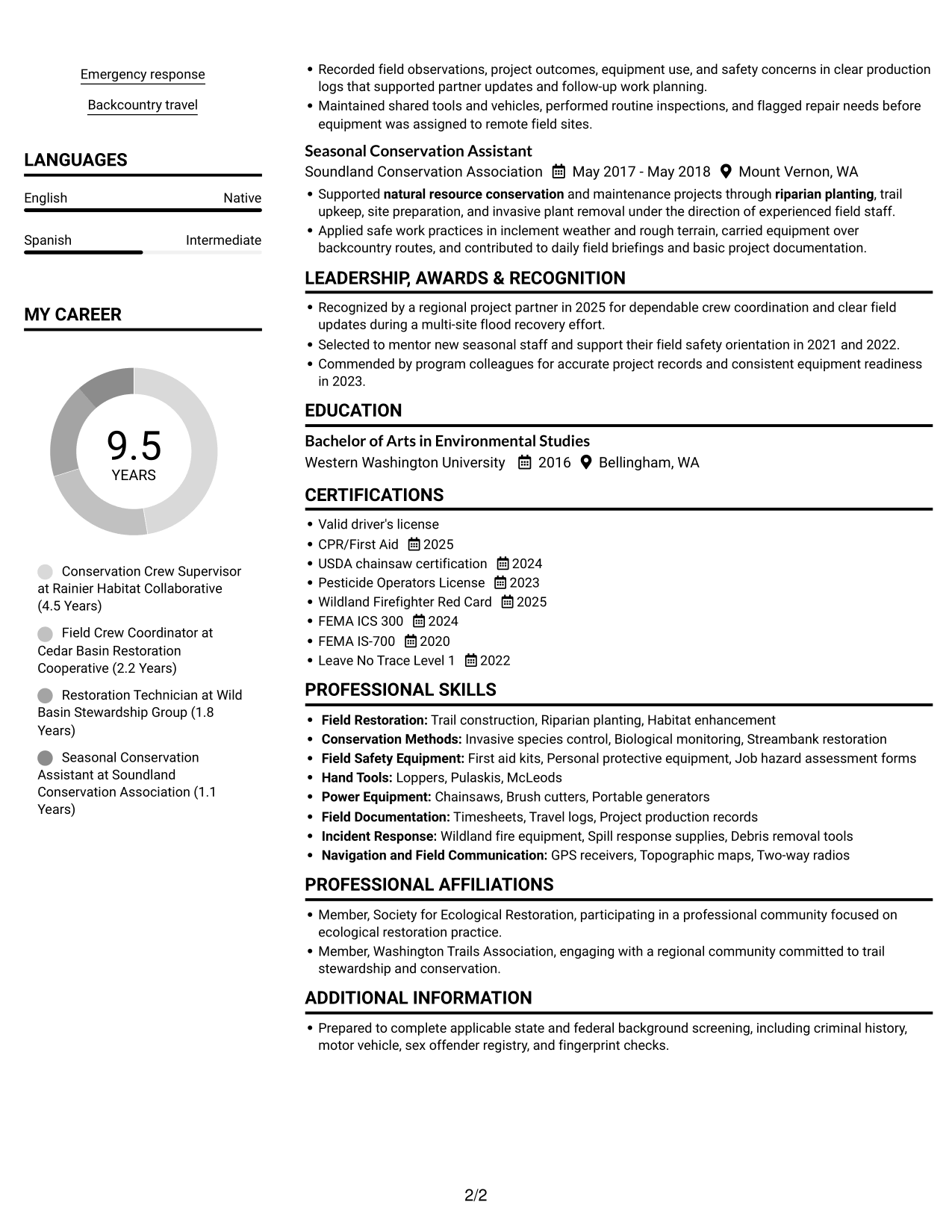Resume example — page 2