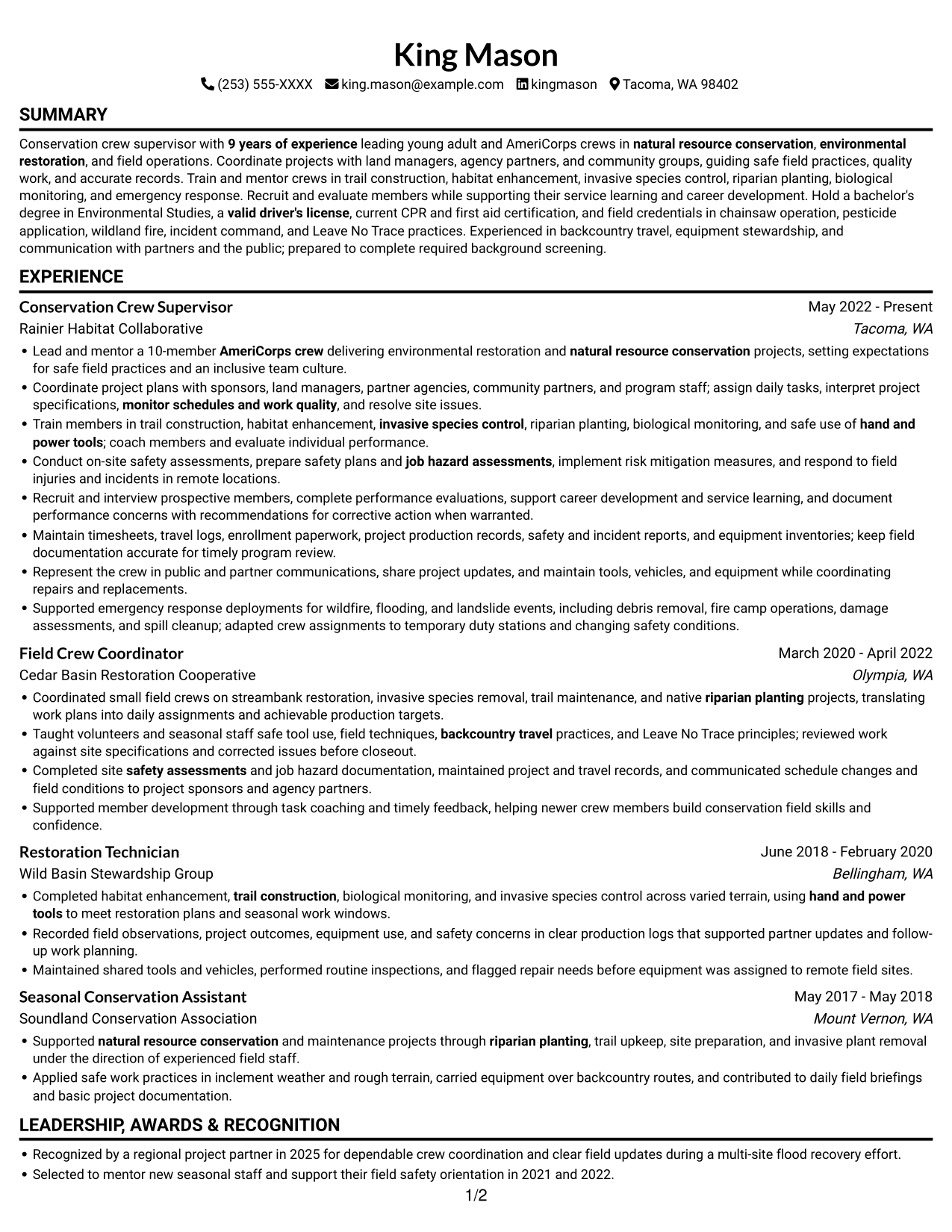 Resume example — page 1