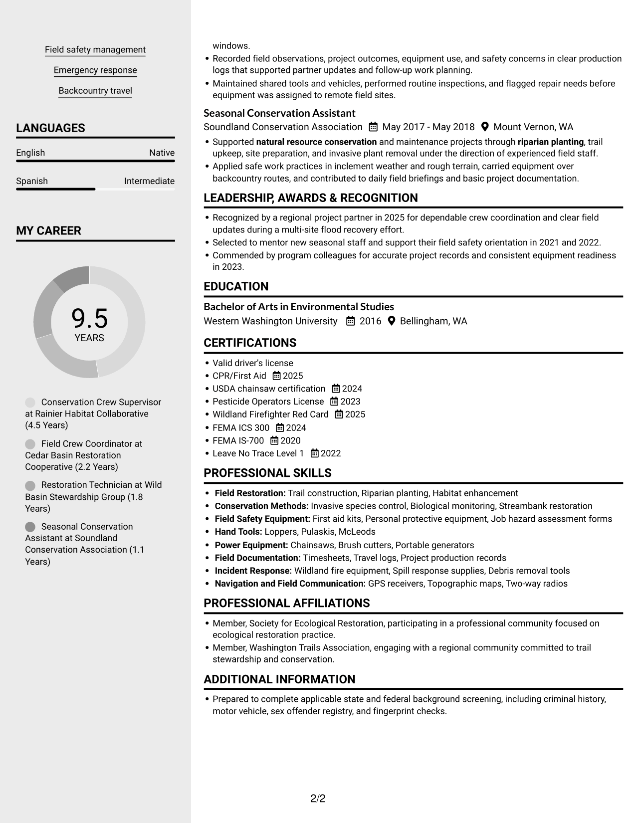 Resume example — page 2