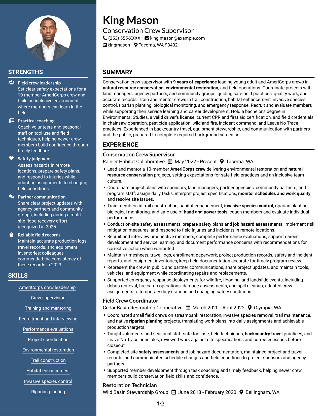Resume example — page 1