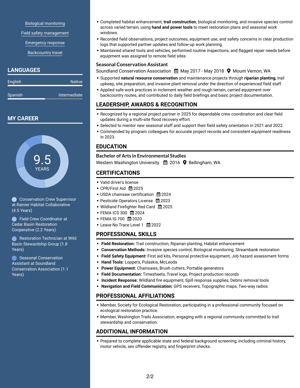 Resume example — page 2