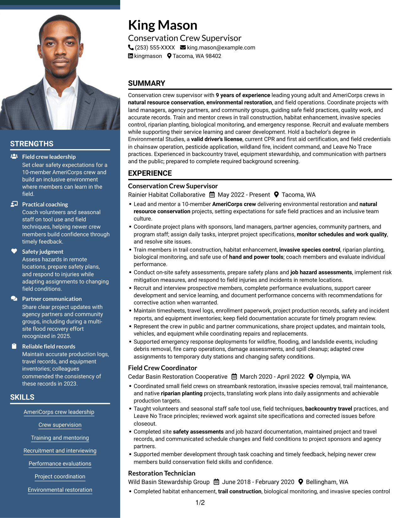 Resume example — page 1