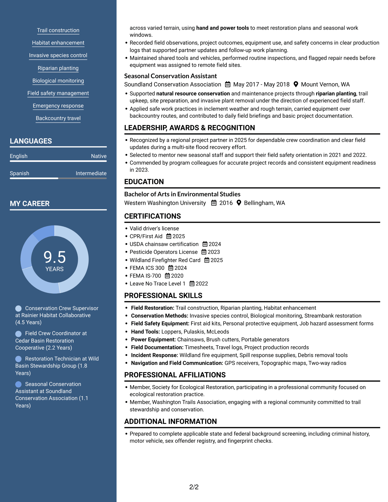 Resume example — page 2