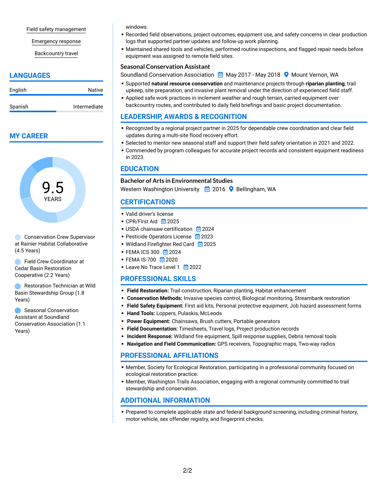 Resume example — page 2