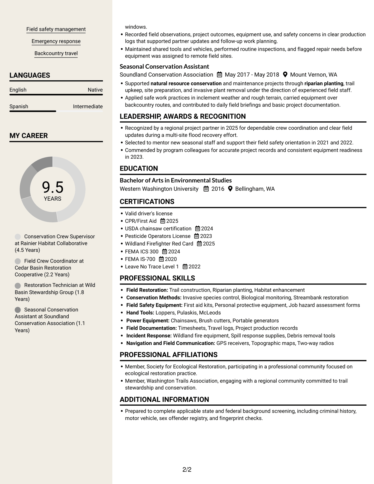 Resume example — page 2