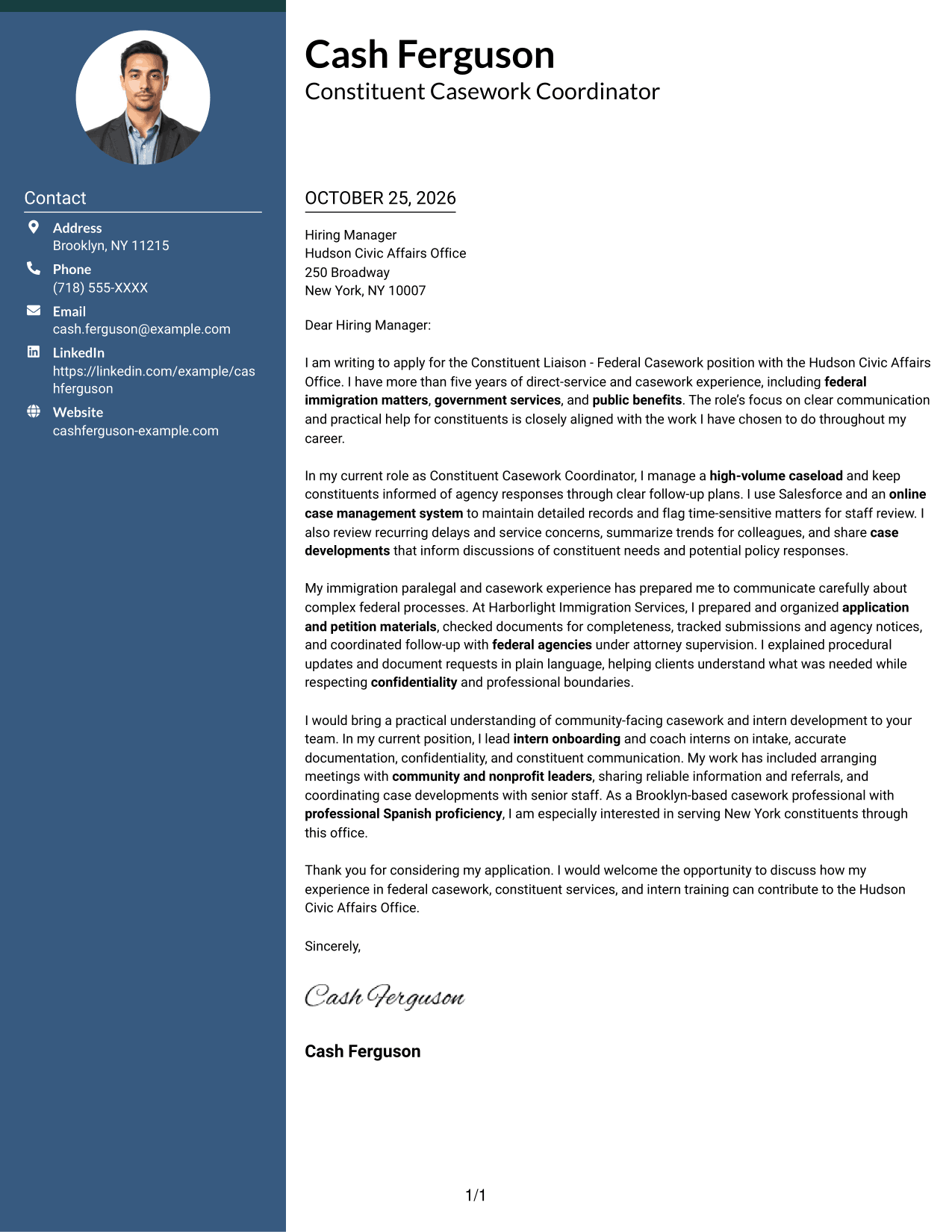 Cover letter example — page 1