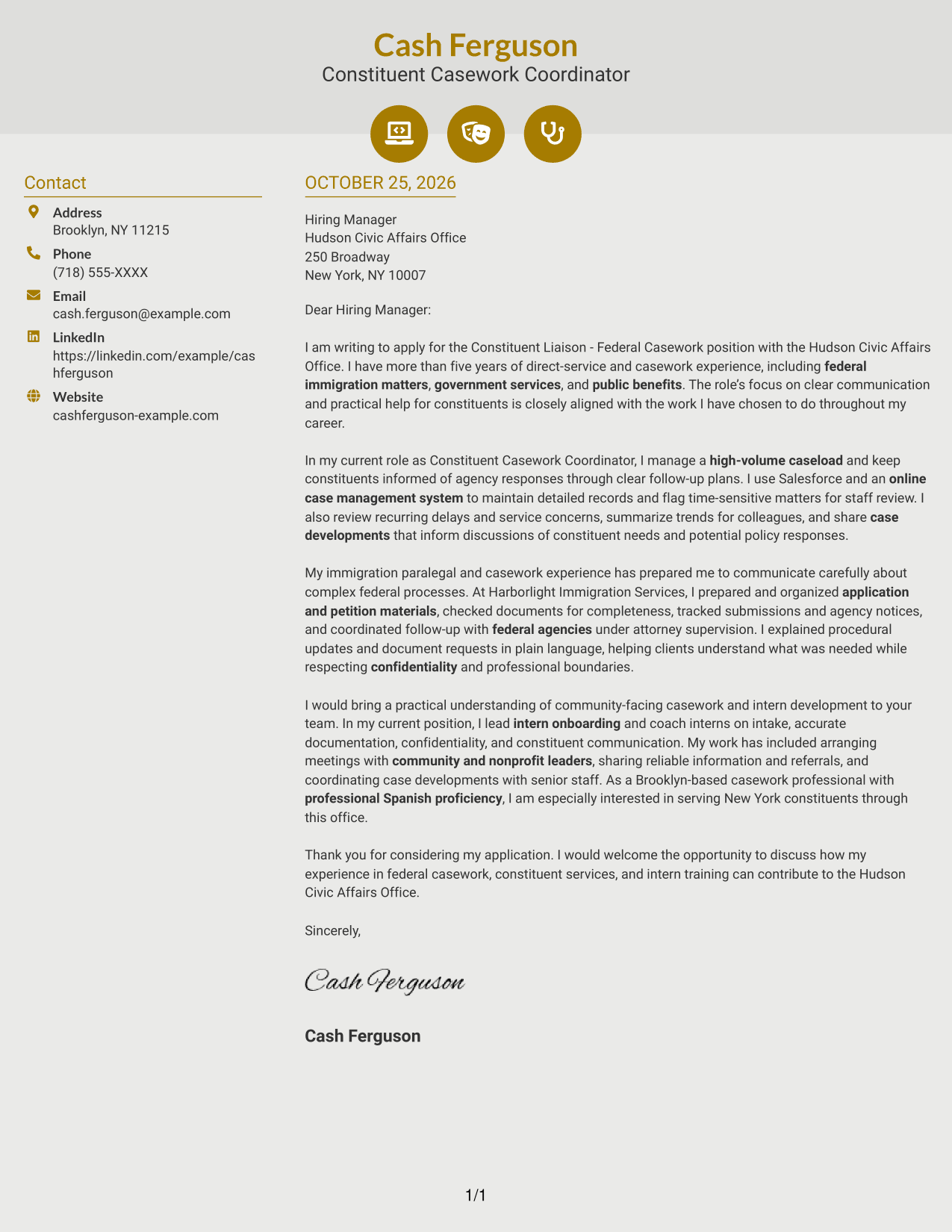 Cover letter example — page 1