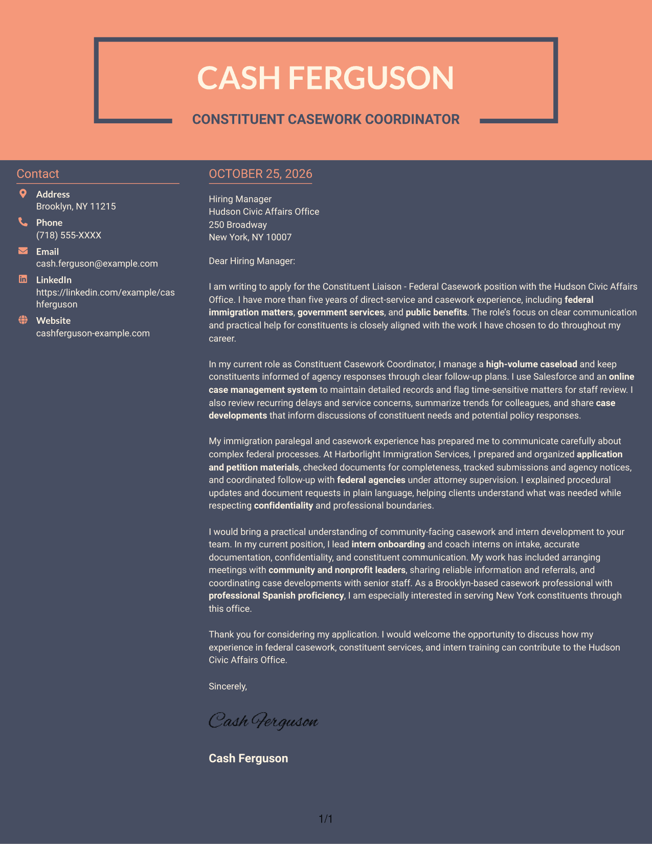 Cover letter example — page 1