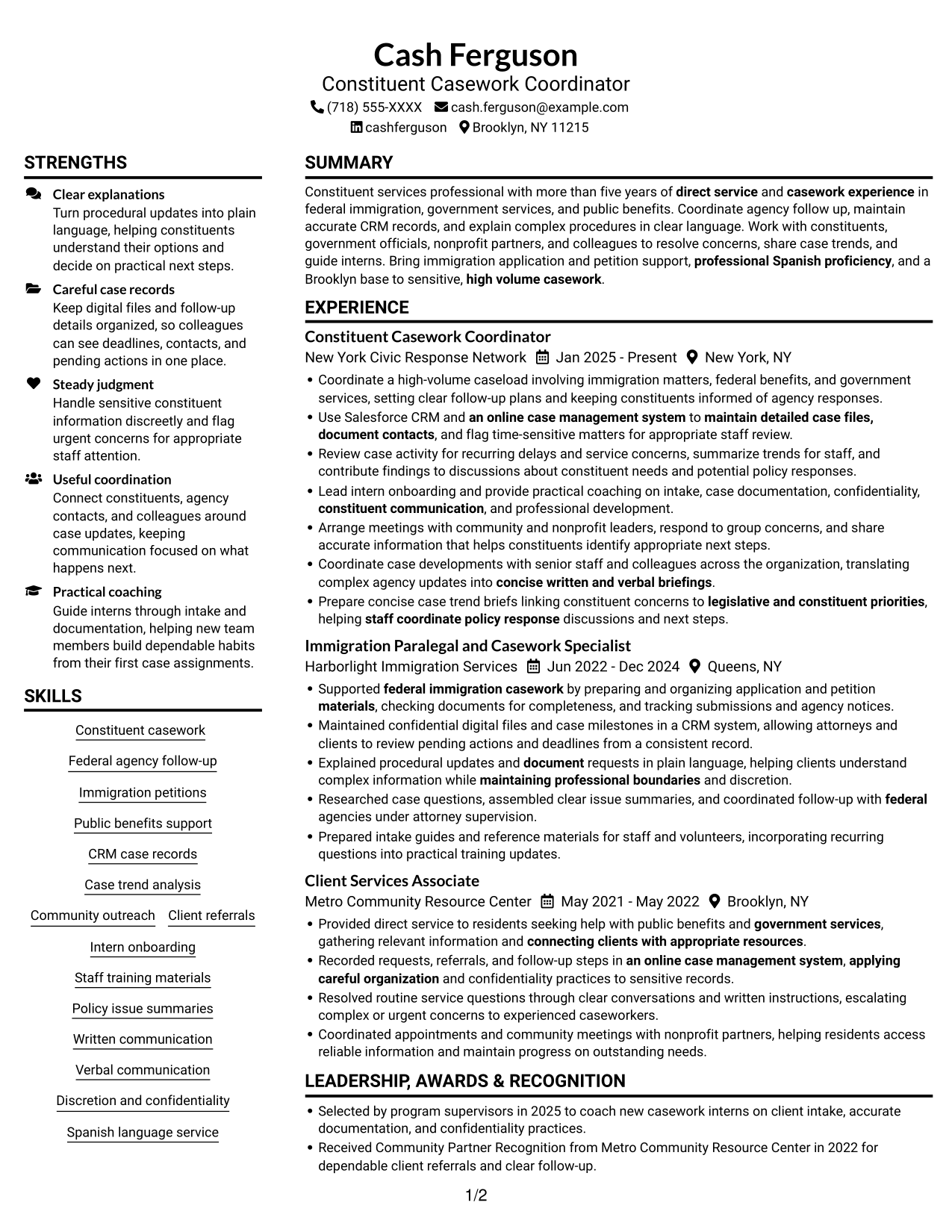 Resume example — page 1