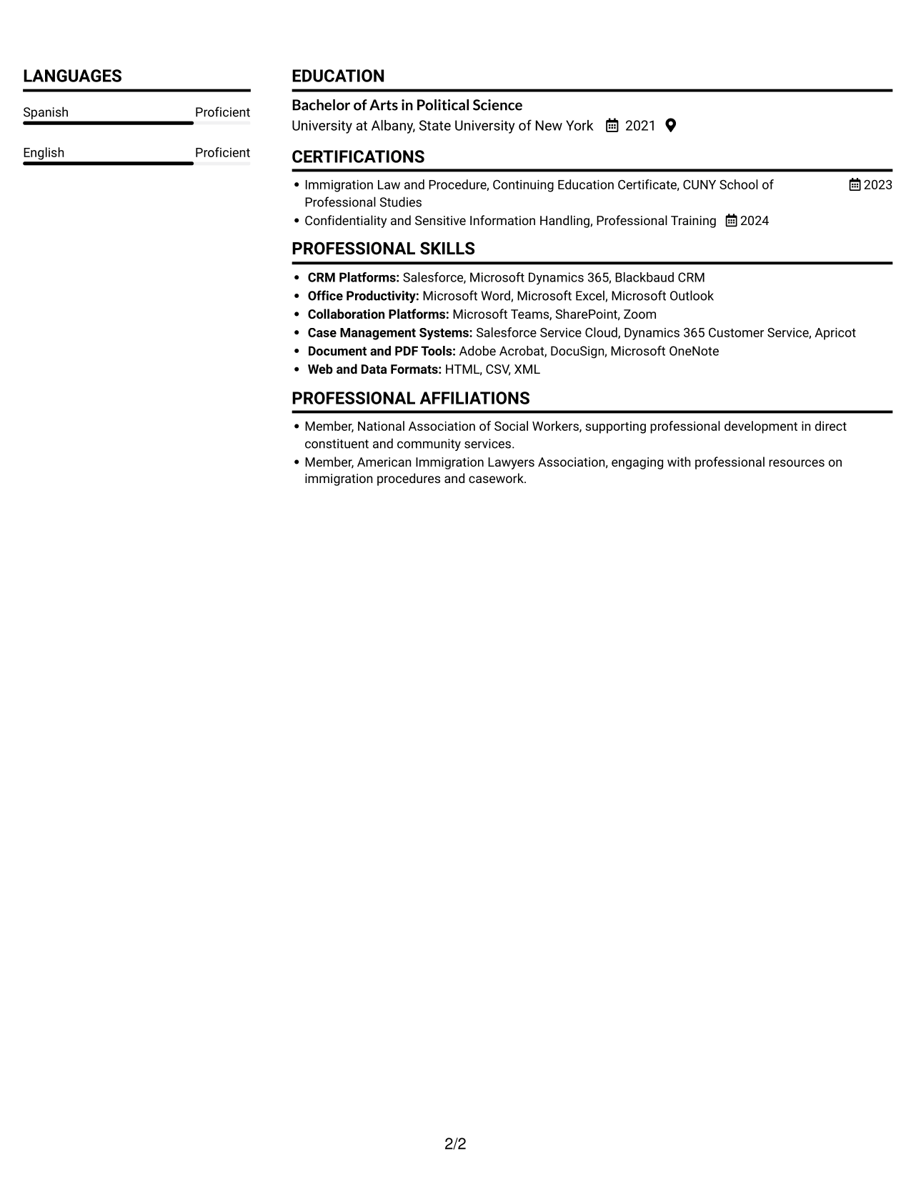 Resume example — page 2