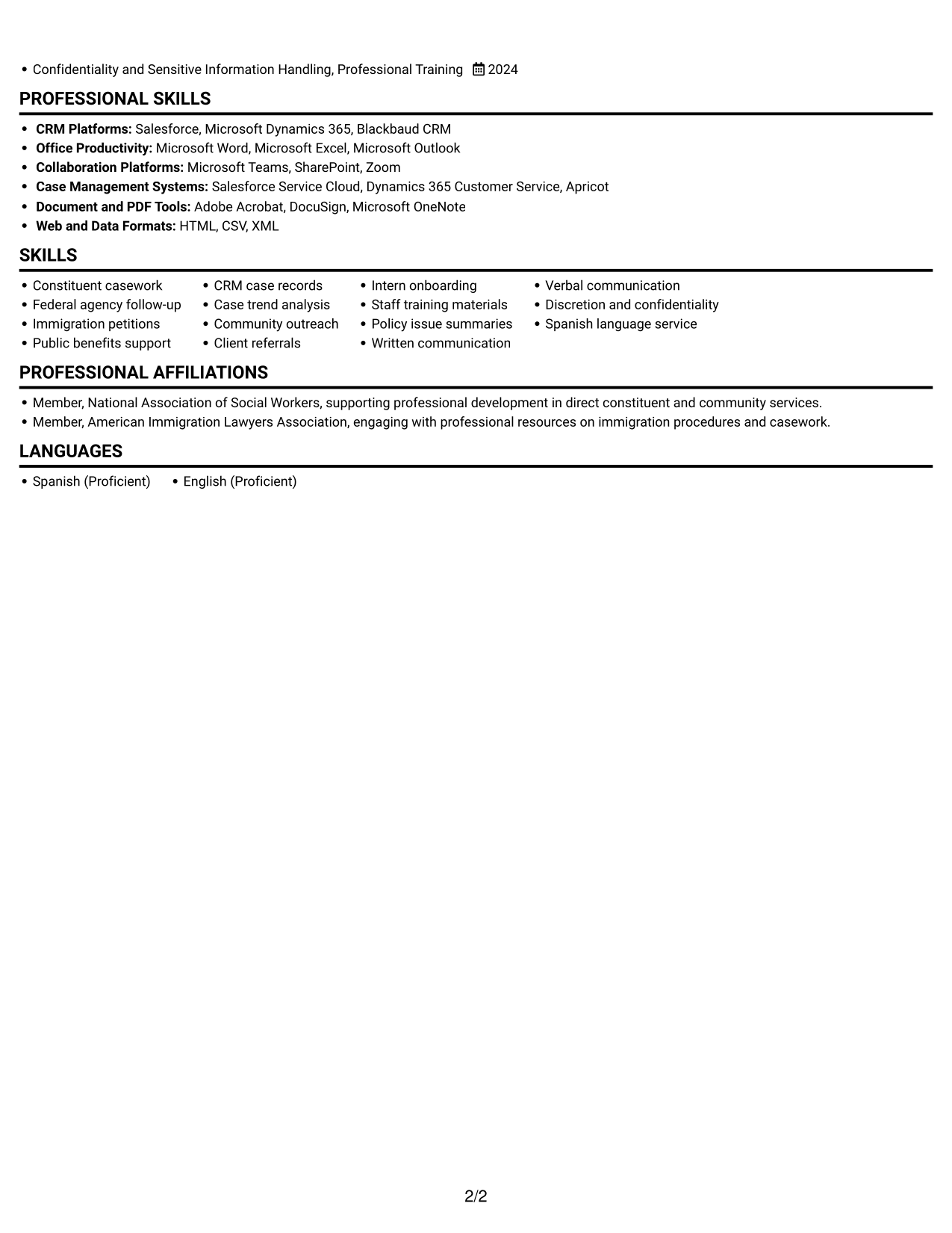Resume example — page 2