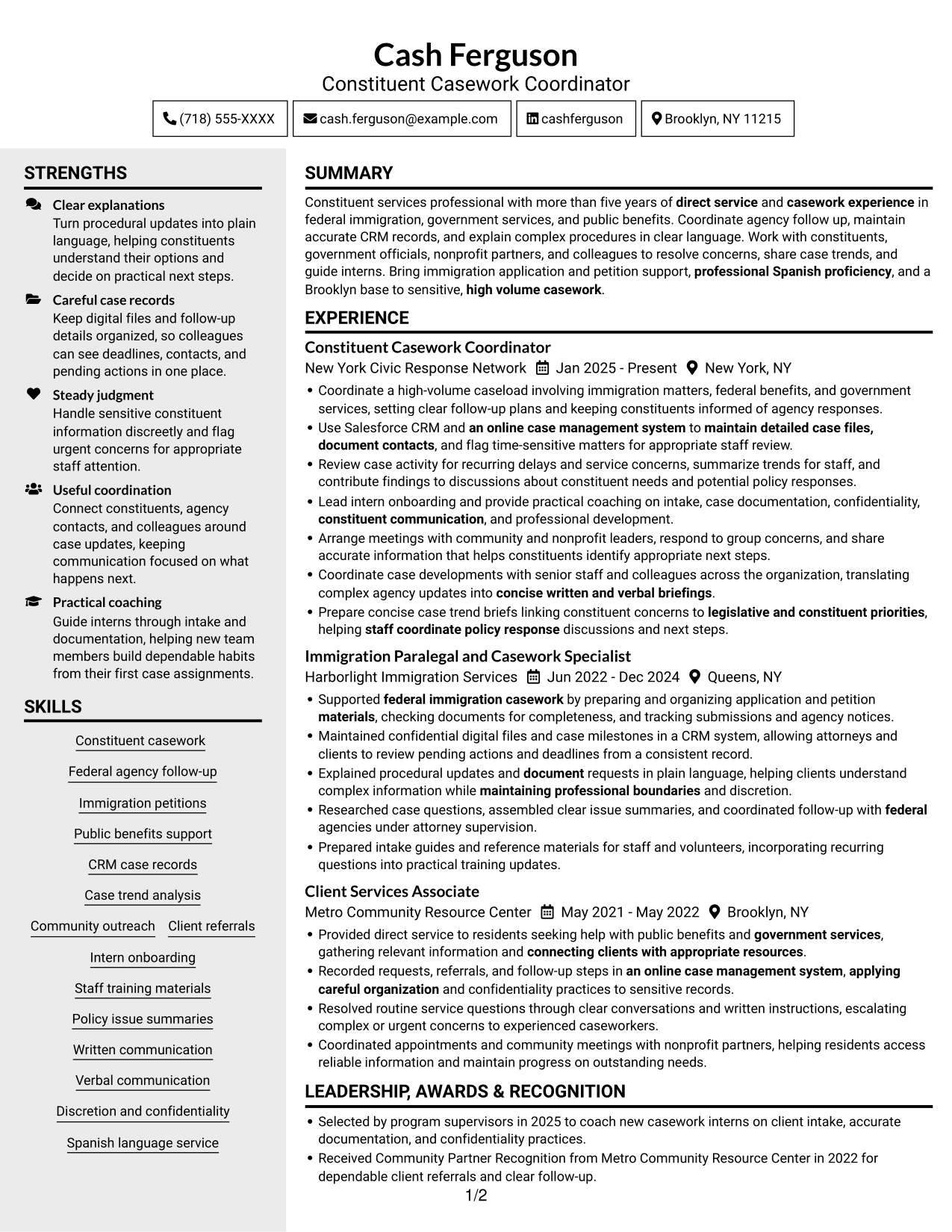 Resume example — page 1