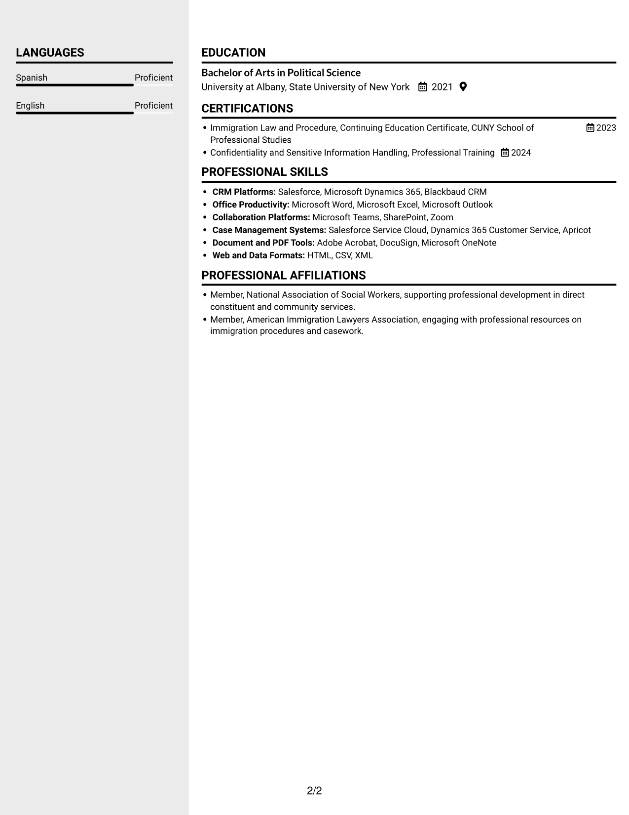 Resume example — page 2