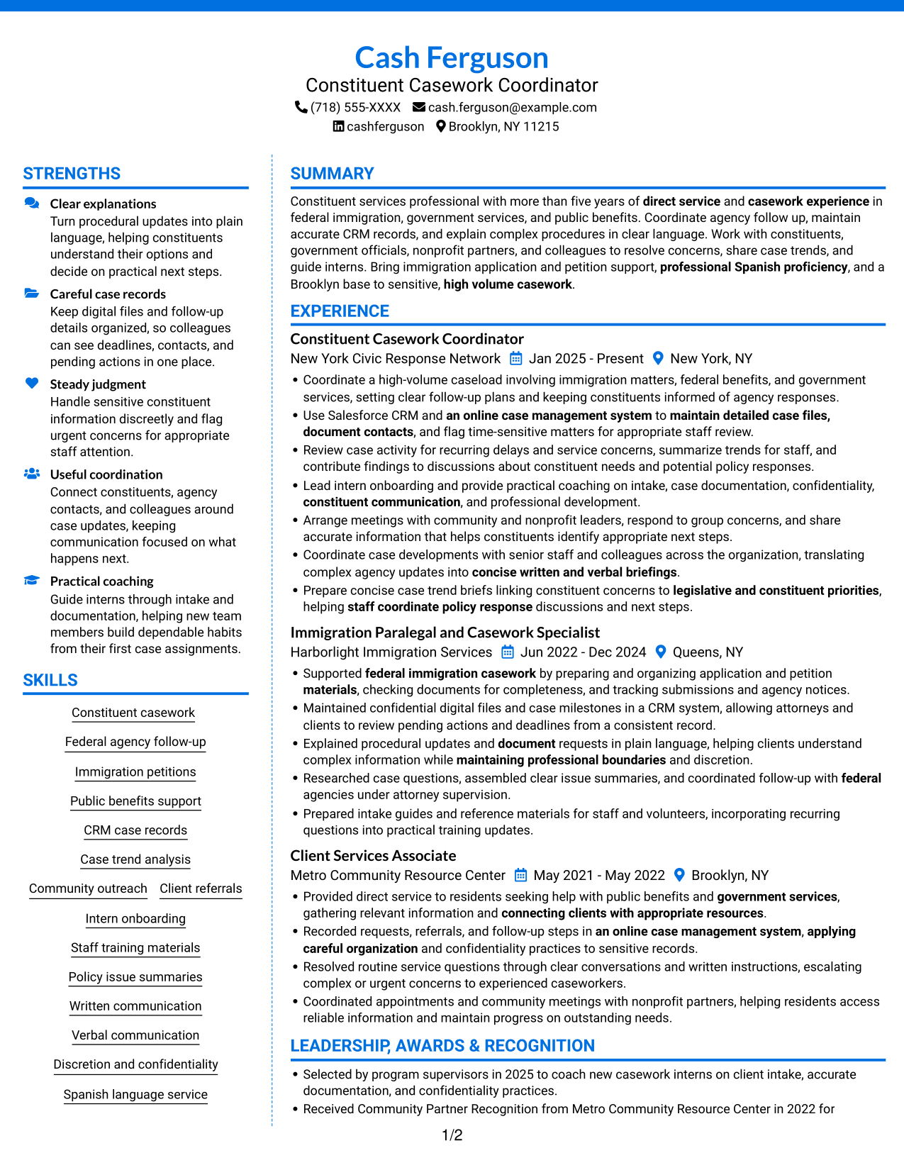 Resume example — page 1