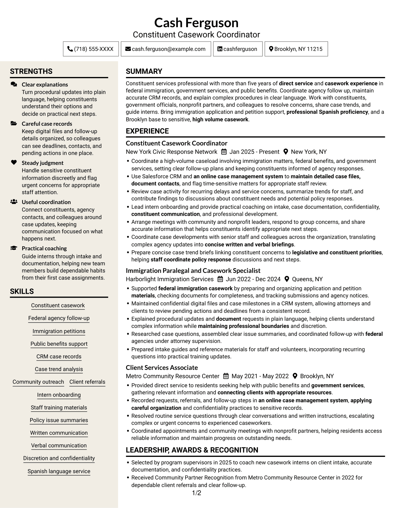 Resume example — page 1
