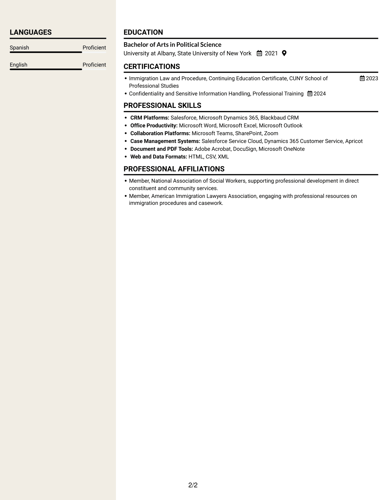 Resume example — page 2
