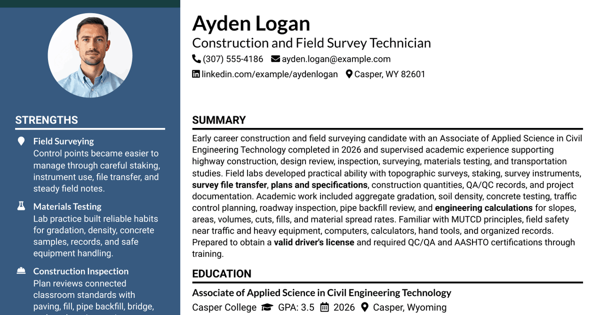 7 Construction and Field Survey Technician Resume Templates with Example