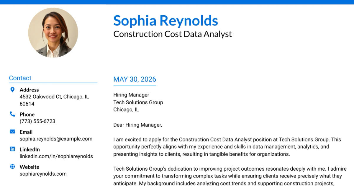 30+ Construction Cost Data Analyst Cover Letter Templates with Example 2026
