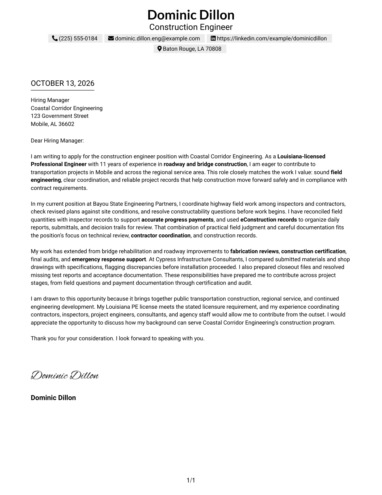 Text/Fang Style Cover Letter Preview