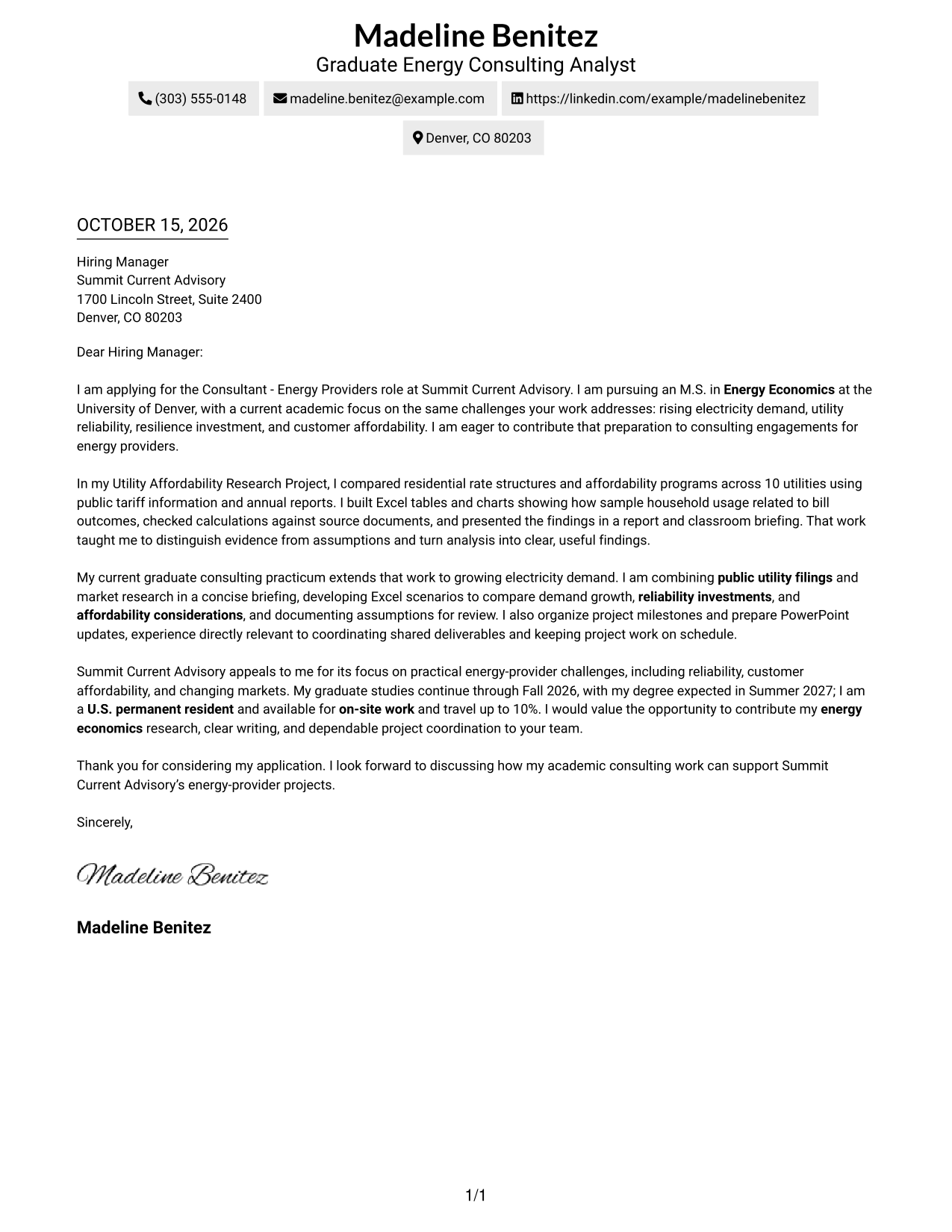 Cover letter example — page 1