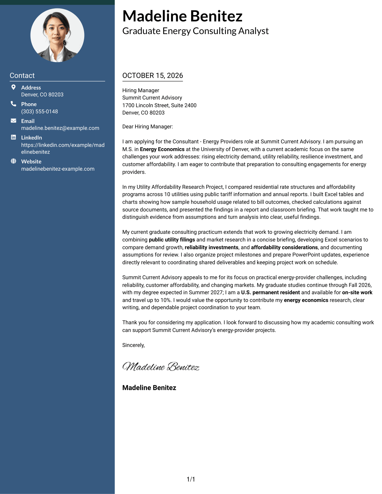 Cover letter example — page 1