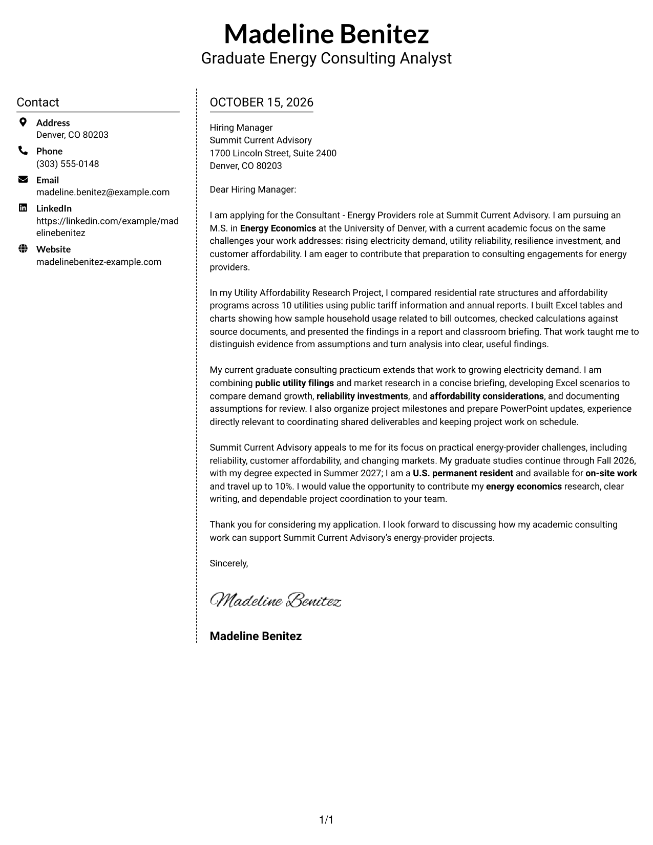 Cover letter example — page 1
