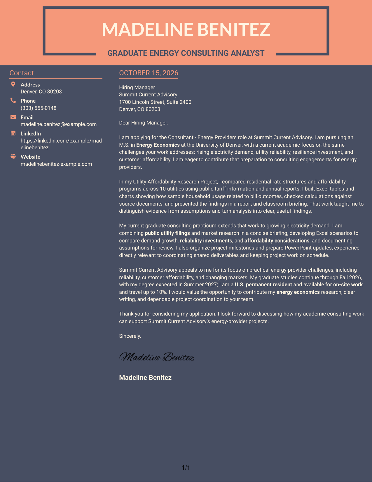 Cover letter example — page 1