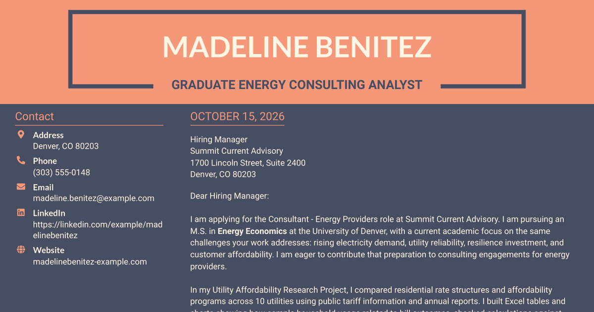 7 Consultant - Energy Providers Cover Letter Templates with Example