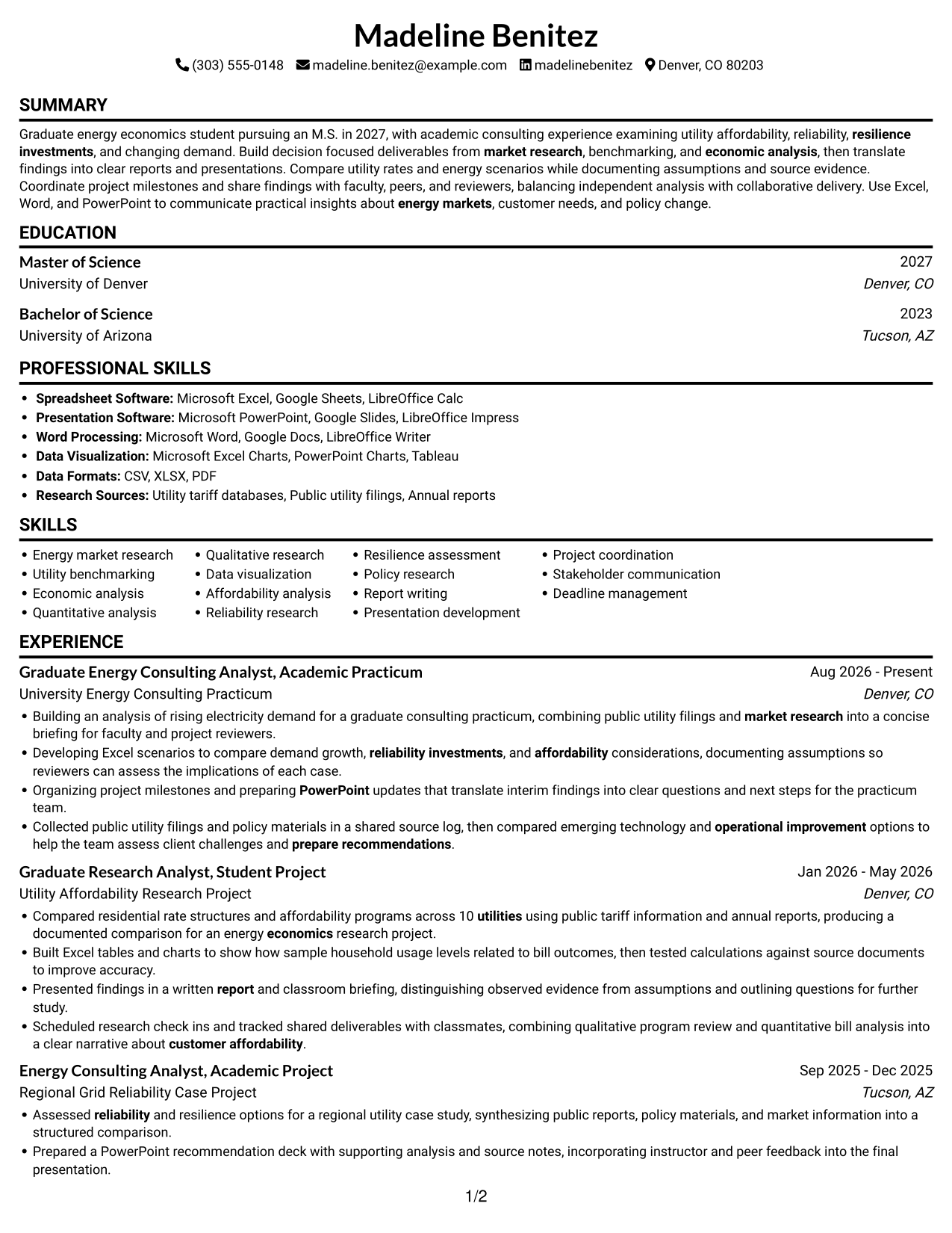 Resume example — page 1