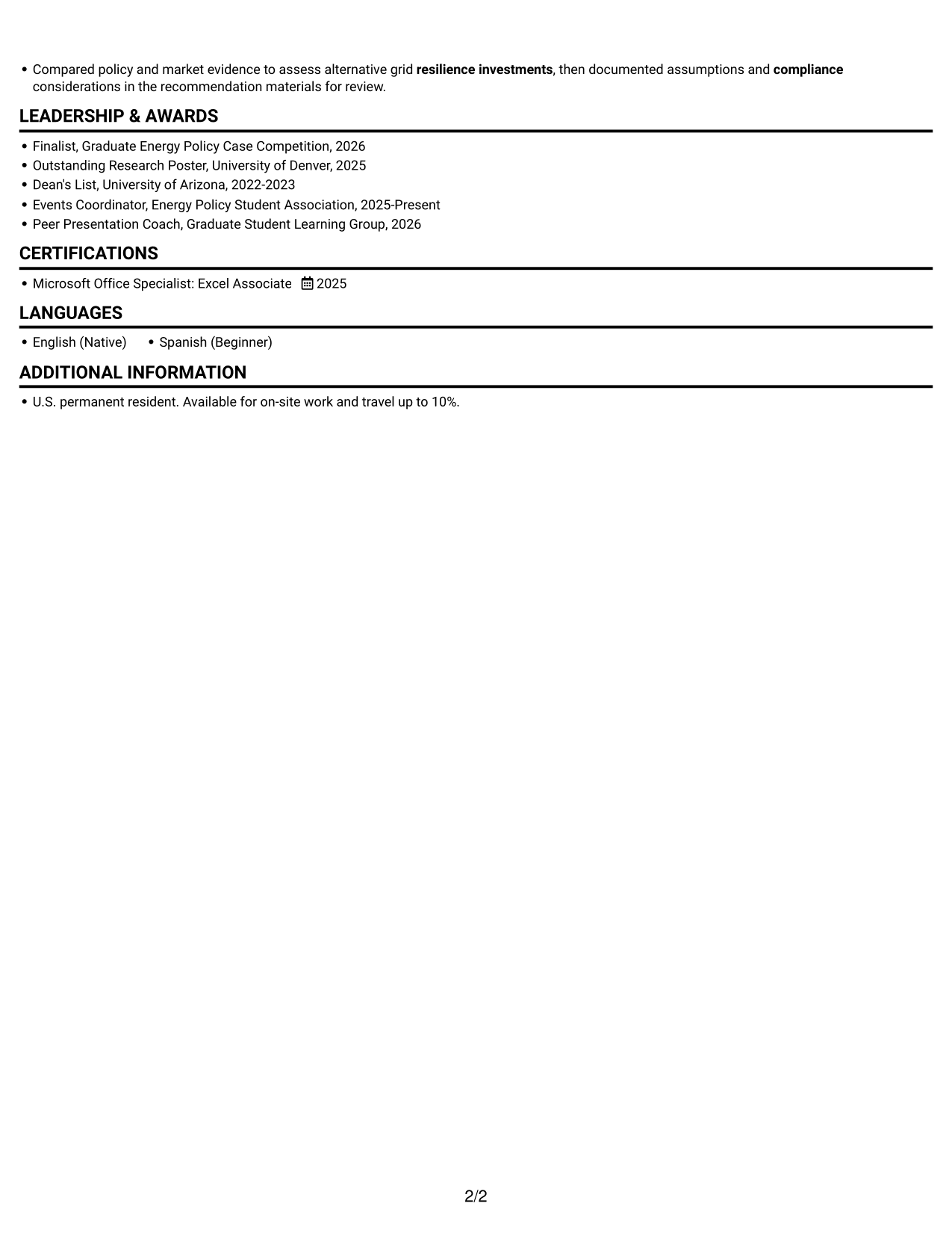 Resume example — page 2