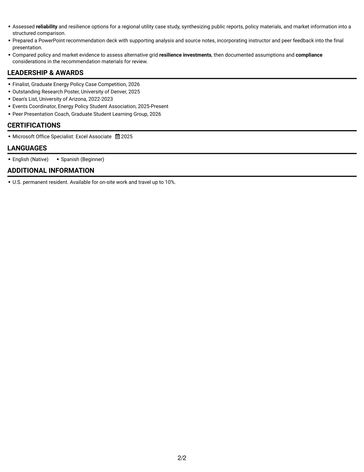 Resume example — page 2