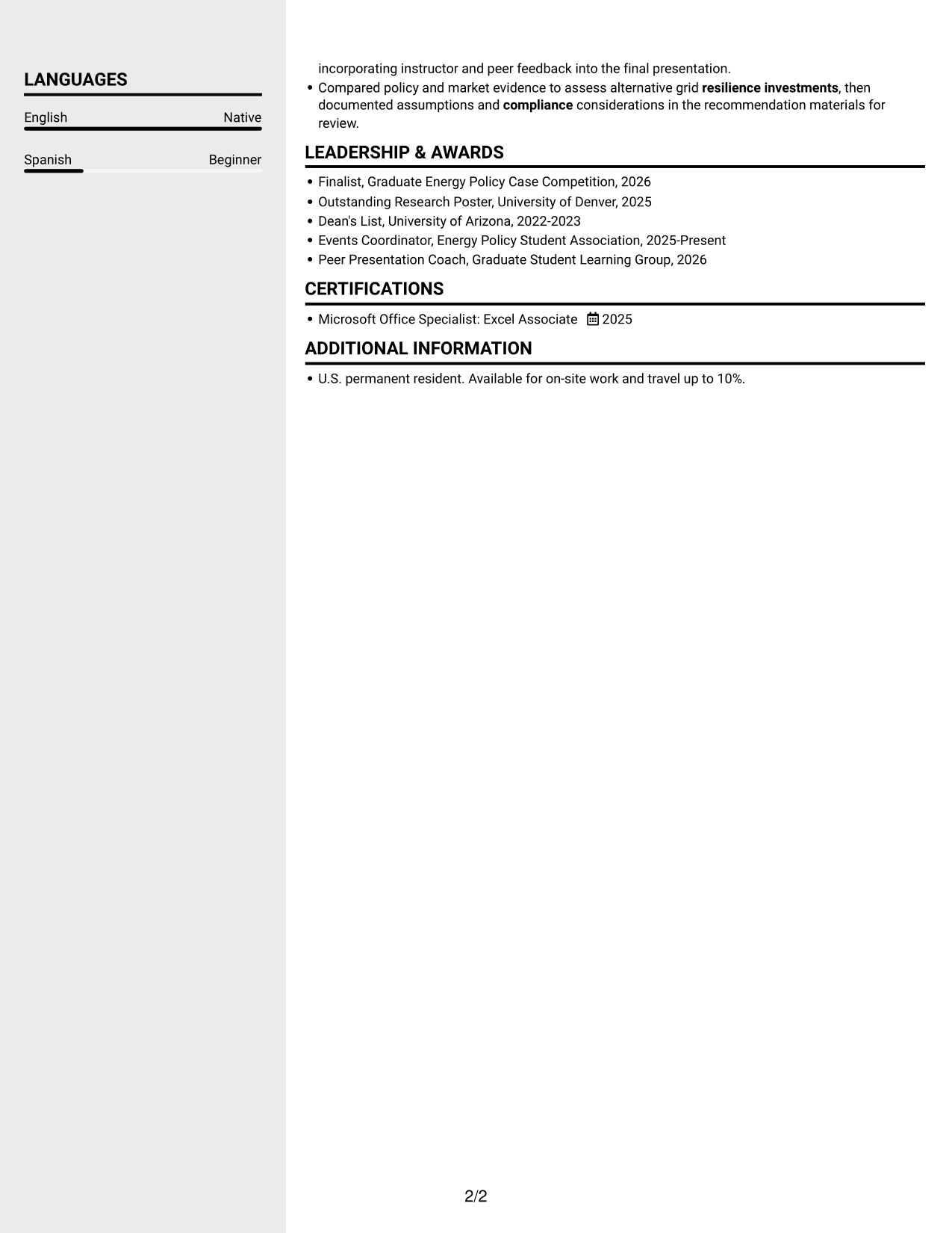 Resume example — page 2