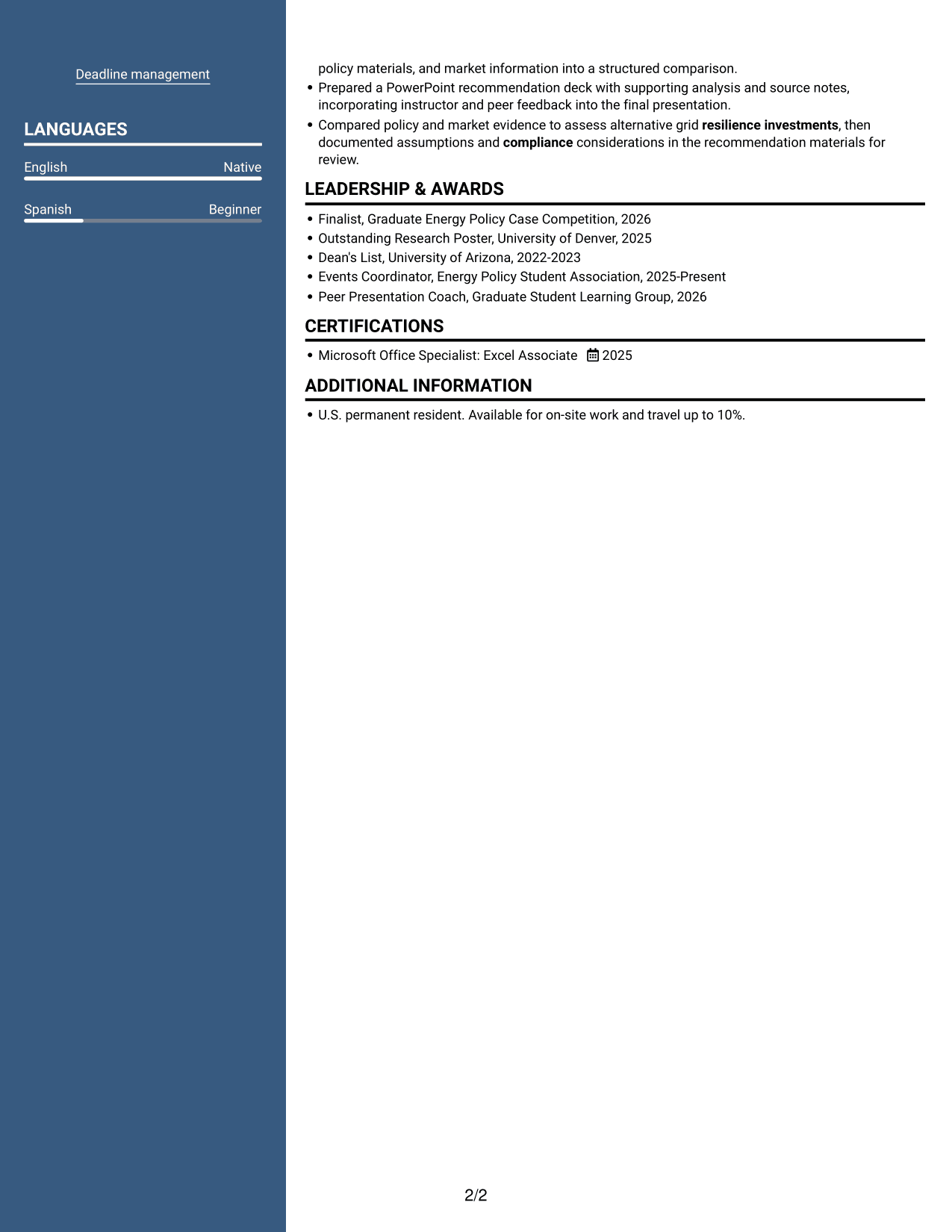 Resume example — page 2