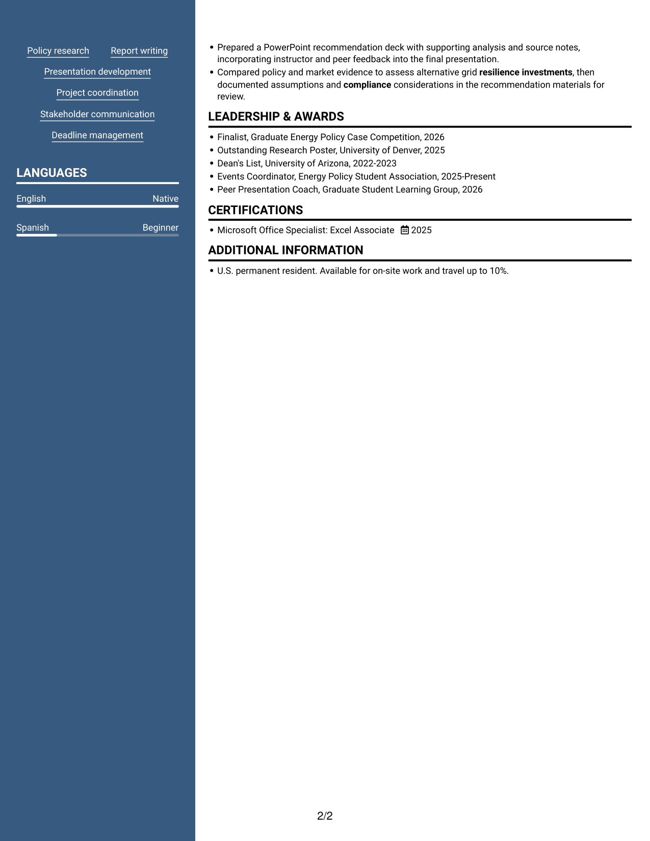 Resume example — page 2
