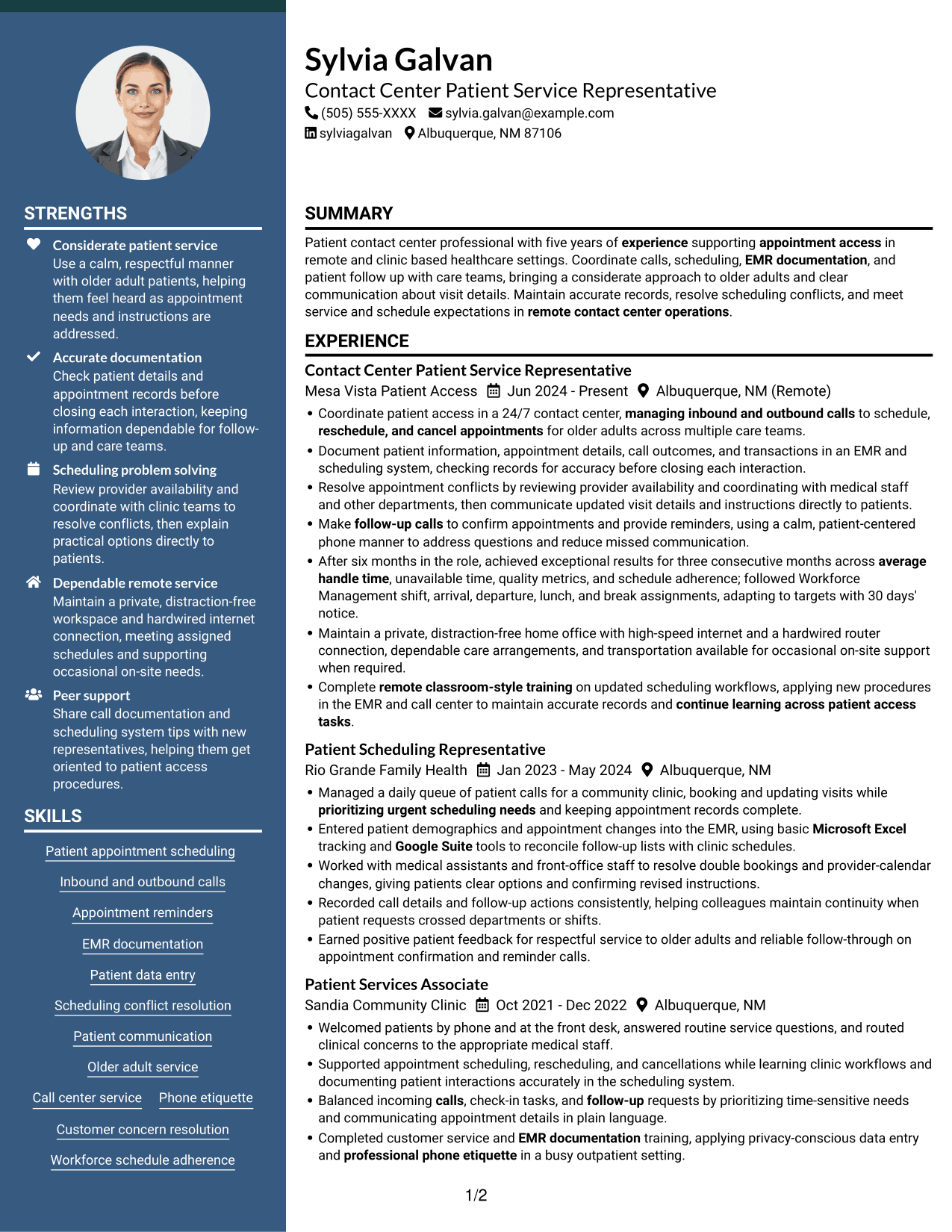 Resume example — page 1