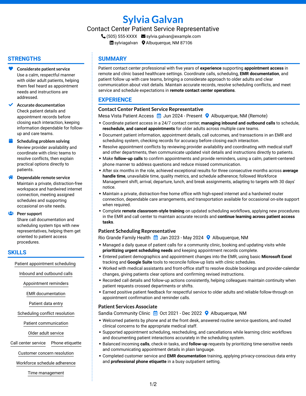 Resume example — page 1