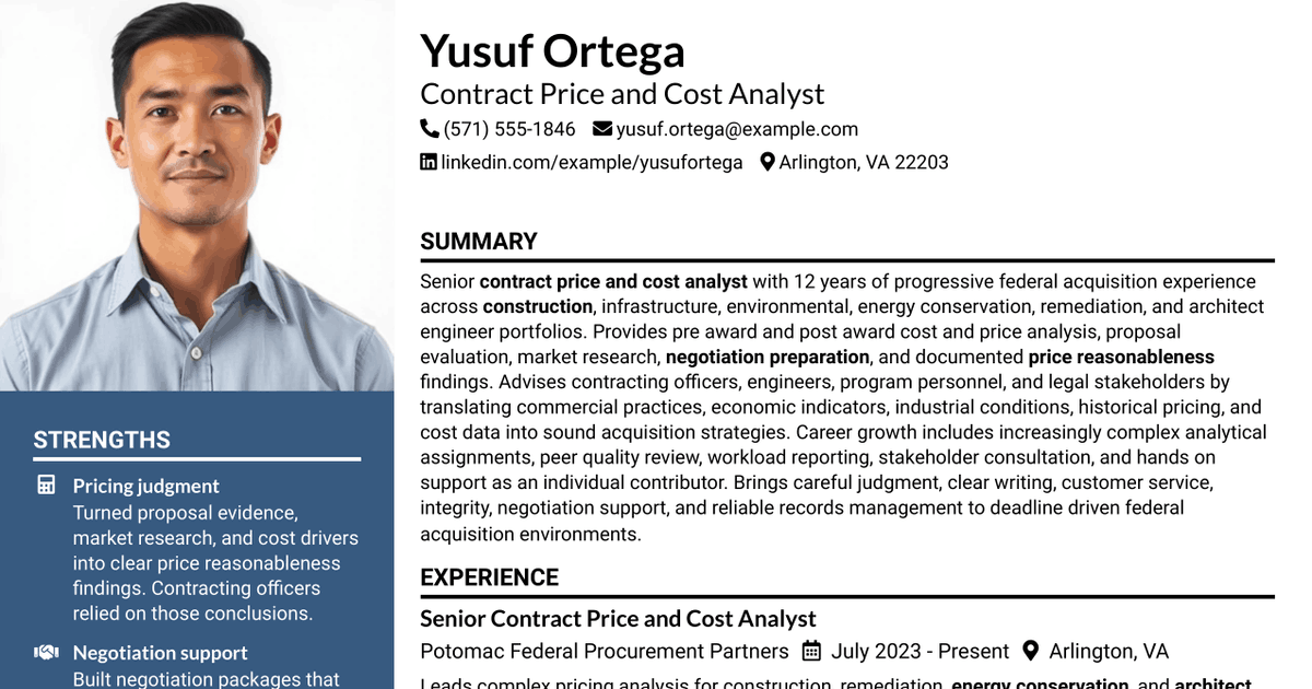 7 Contract Price/Cost Analyst Resume Templates with Example