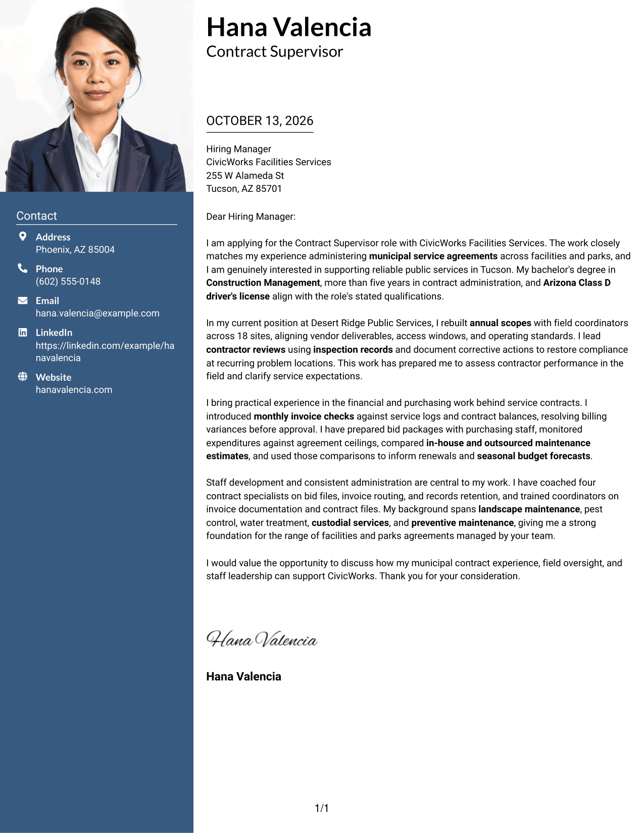 Cover Letter Example Page 1
